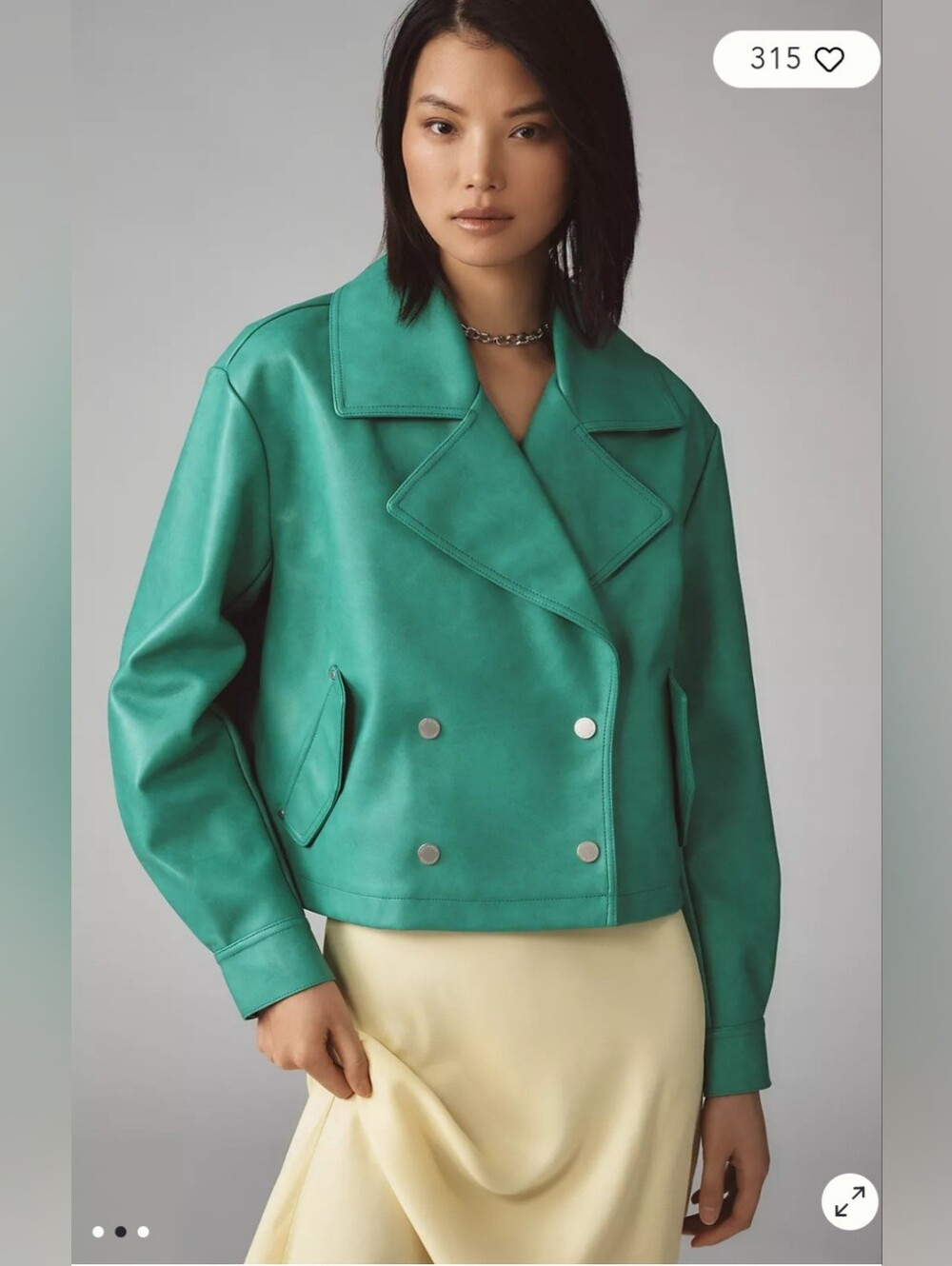 NWT Avec Les Filles From Anthropologie Faux-Leather Cropped Peacoat 🌸 Size L